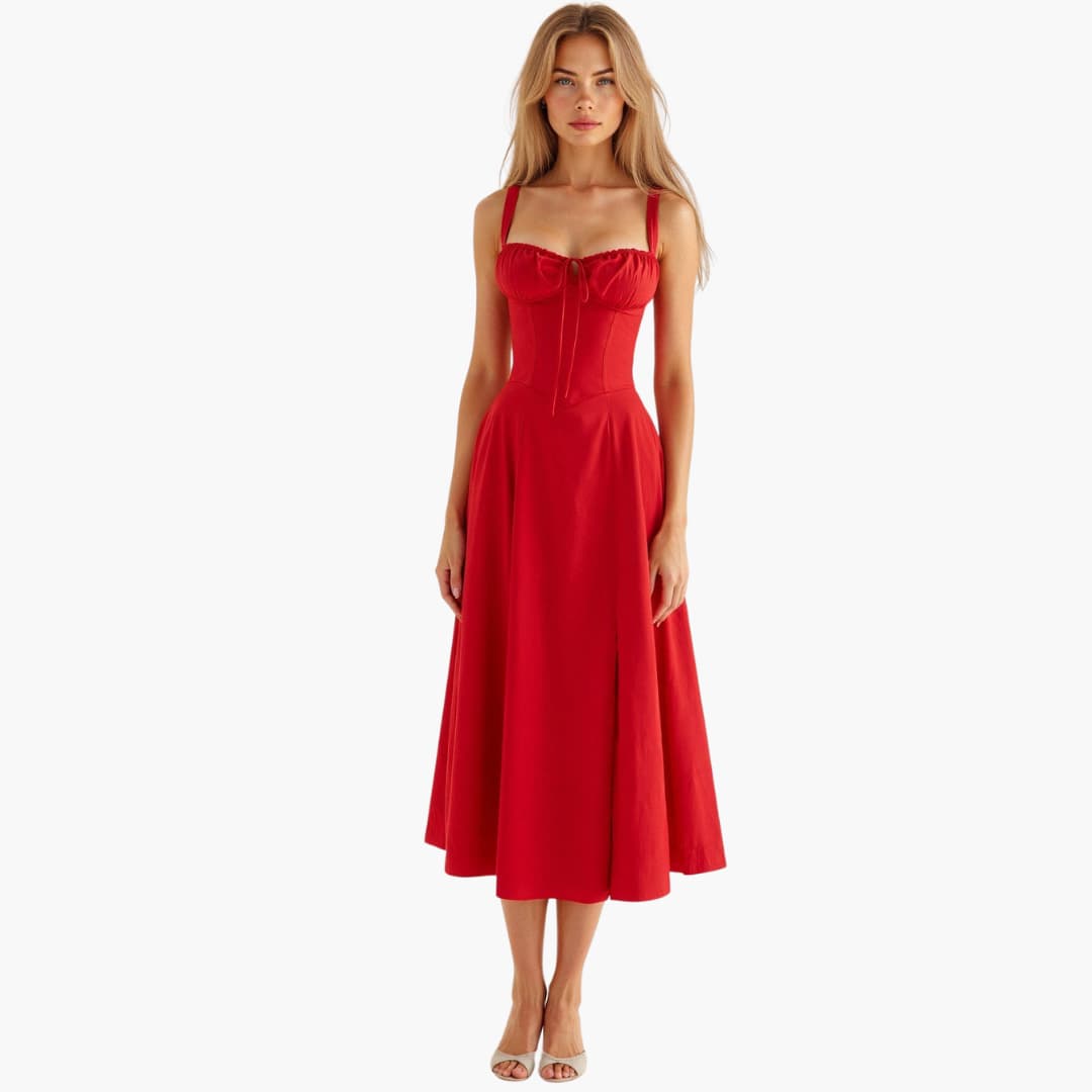 Amelia | Women's Bustier Sweetheart Midi Dress