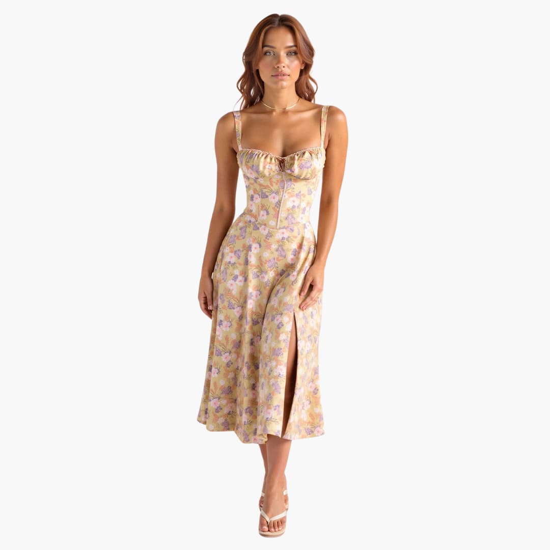 Amelia | Women's Bustier Sweetheart Midi Dress