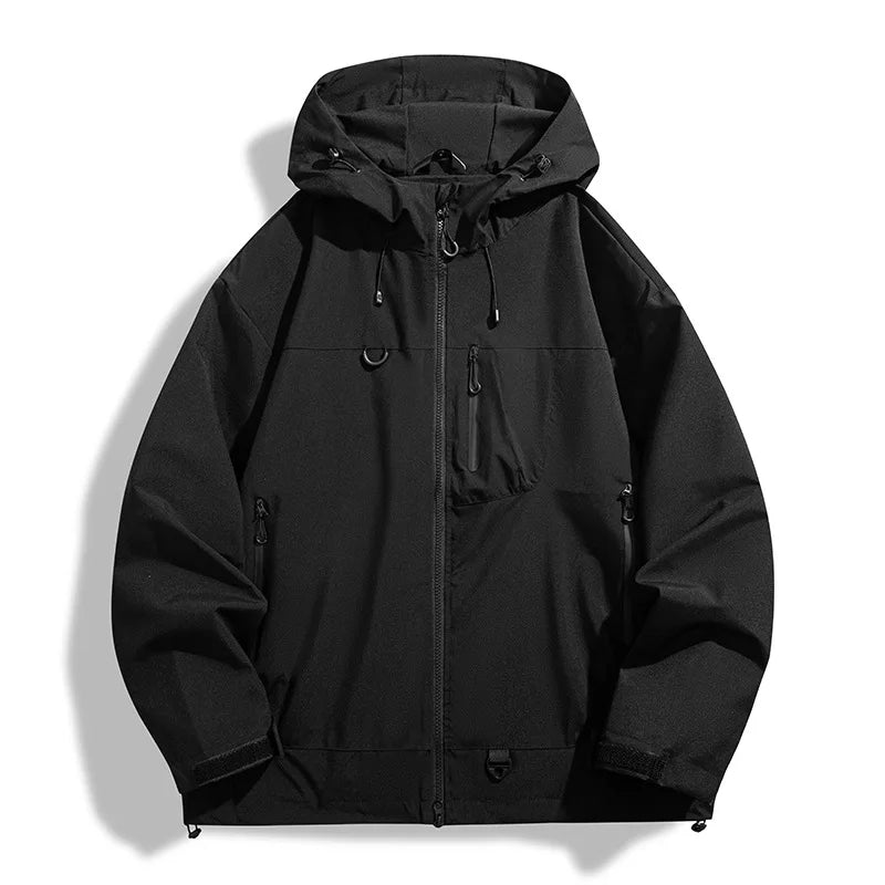 Black lightweight Bryce hooded windbreaker with a water-resistant shell, full-length zip, and secure zippered pockets.