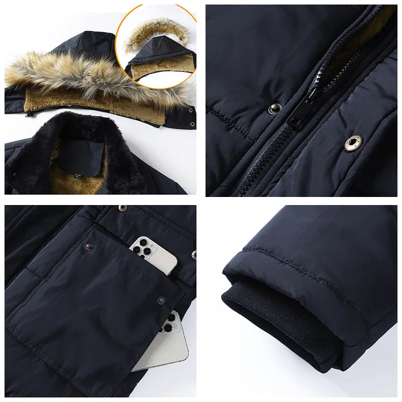 Callan | Men's Faux Fur Hooded Fleece Lined Winter Parka Jacket