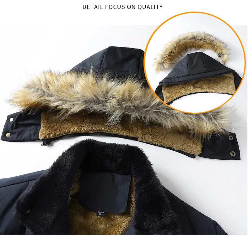 Callan | Men's Faux Fur Hooded Fleece Lined Winter Parka Jacket