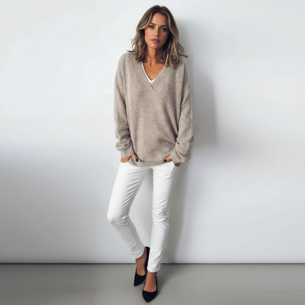 Charlotte | Women's V-Neck Relaxed Knit Jumper