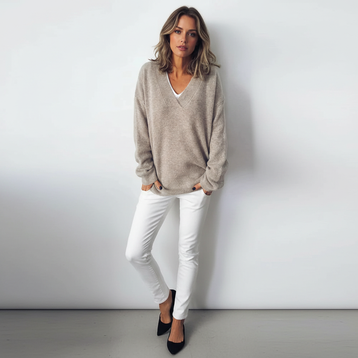Charlotte | Women's V-Neck Relaxed Knit Jumper