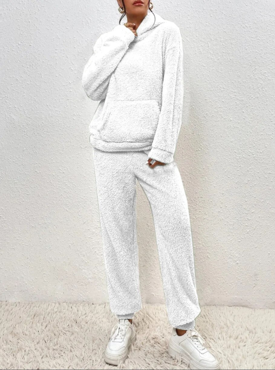 Delilah | Women's Teddy Fleece Hooded Loungewear Set