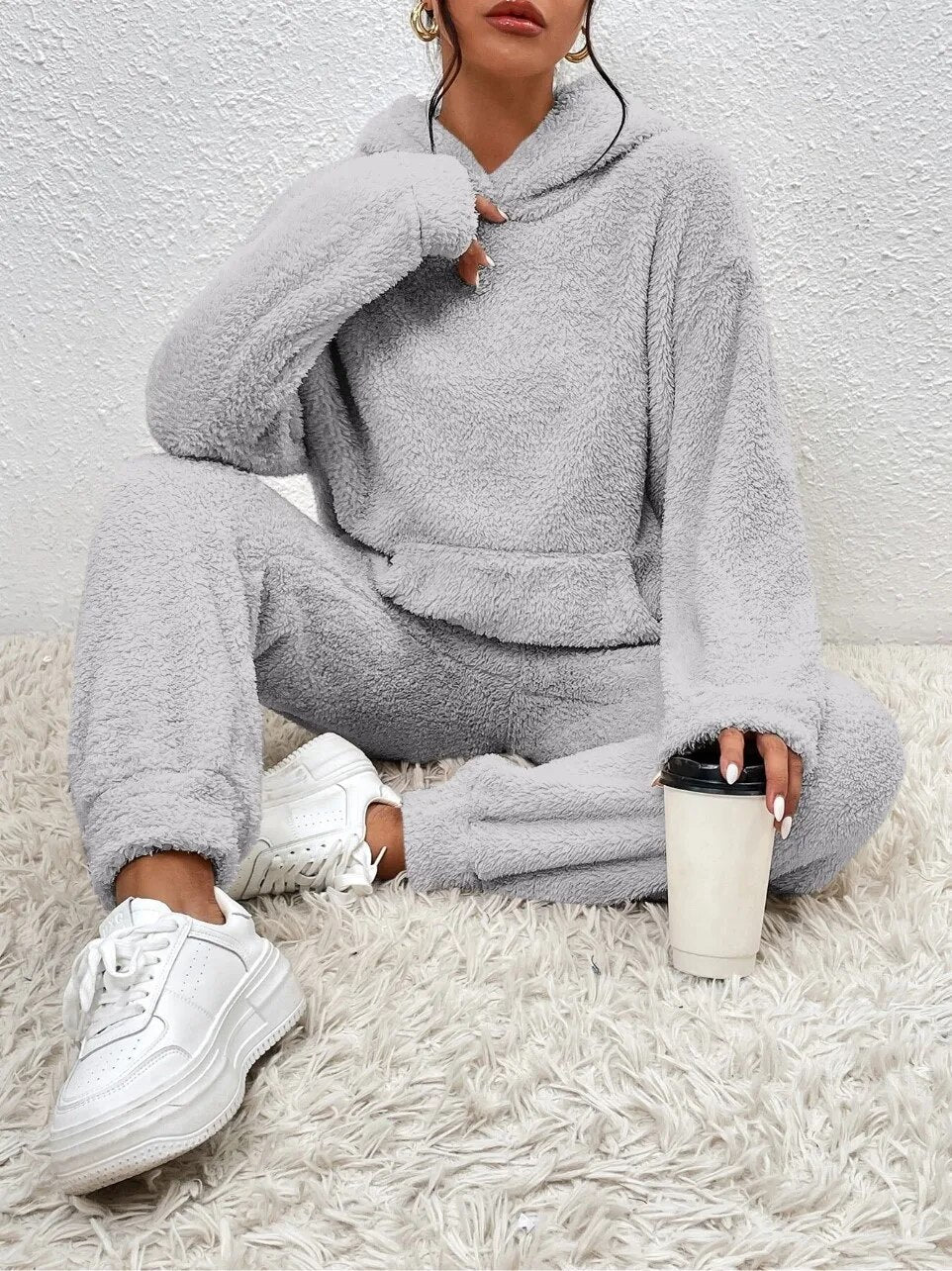 Delilah | Women's Teddy Fleece Hooded Loungewear Set