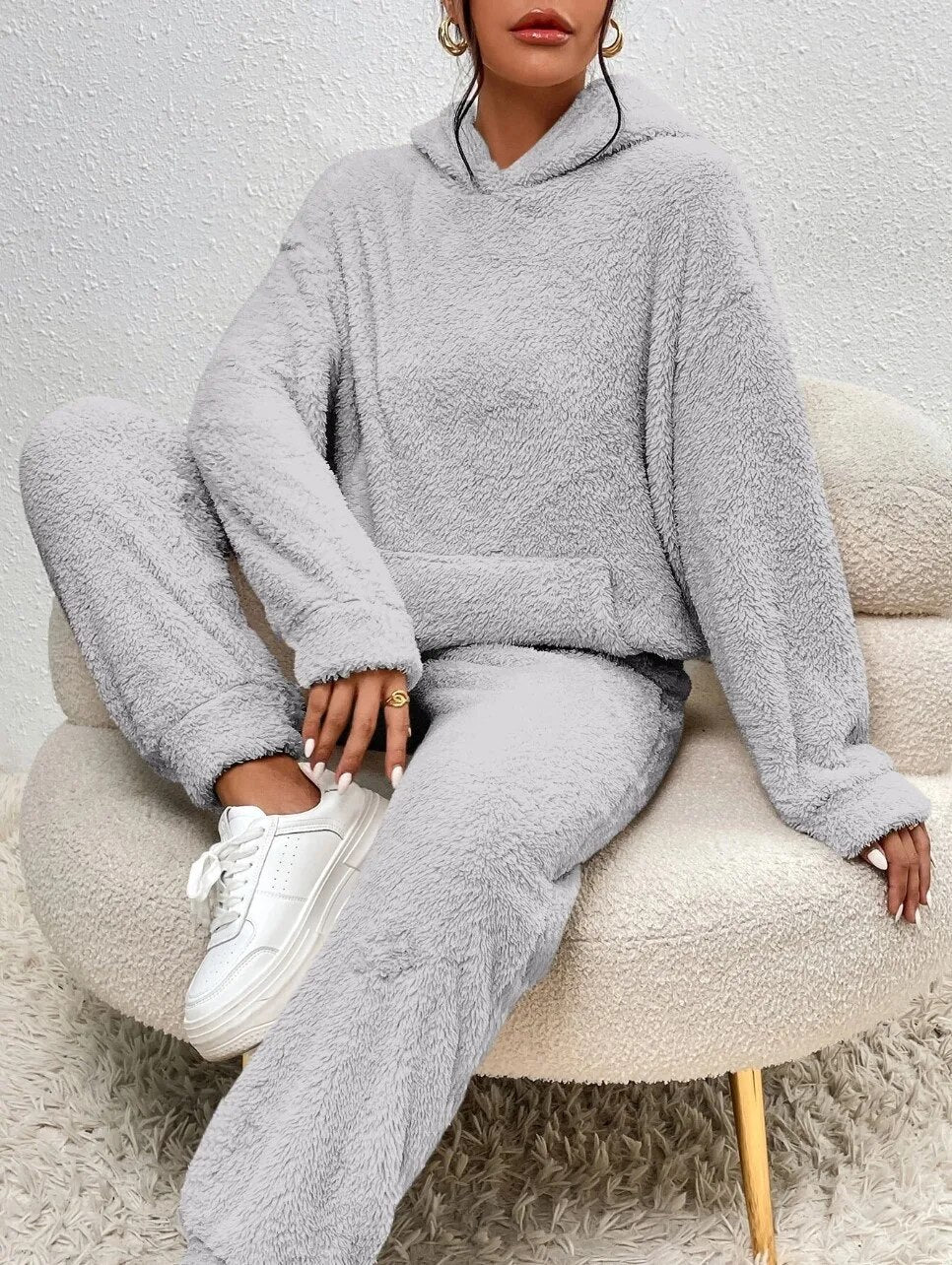 Delilah | Women's Teddy Fleece Hooded Loungewear Set