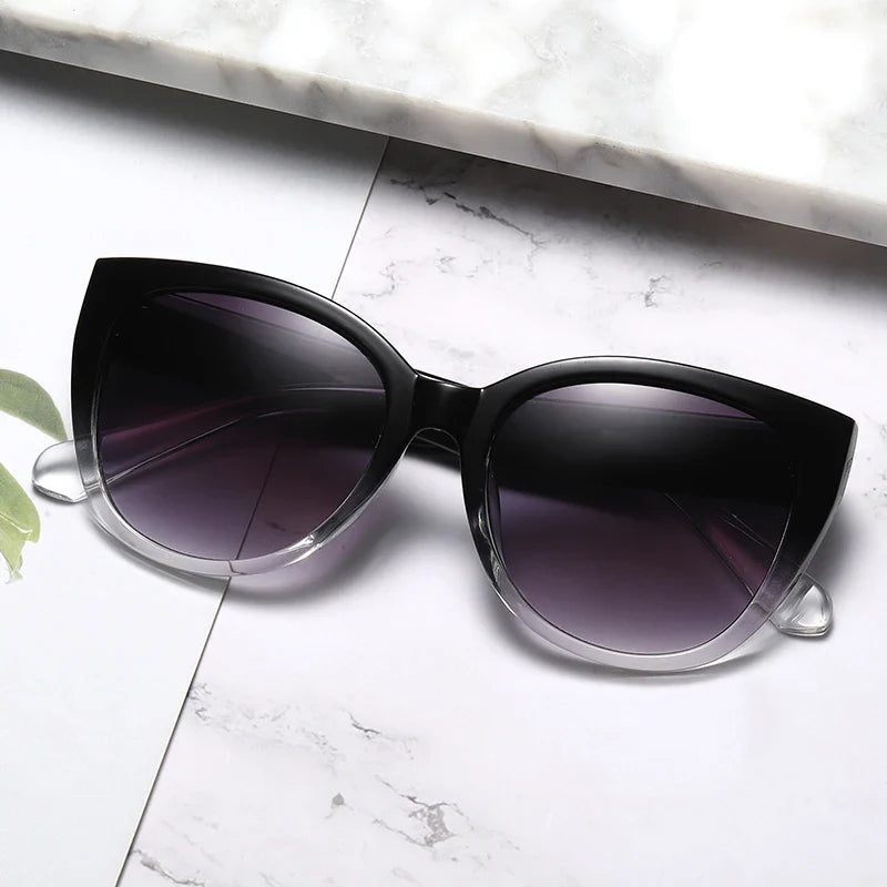 Faye women's butterfly gradient sunglasses with black-to-clear frames and refined, smoothly tinted lenses.