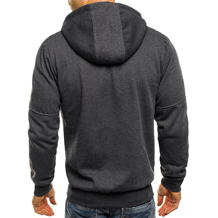 Back view of a charcoal grey George zip-up hooded jacket with a relaxed fit and ribbed cuffs.