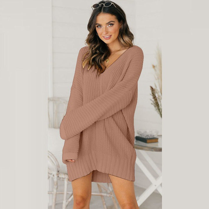 Imani | Women's Oversized V-Neck Knit Jumper Dress
