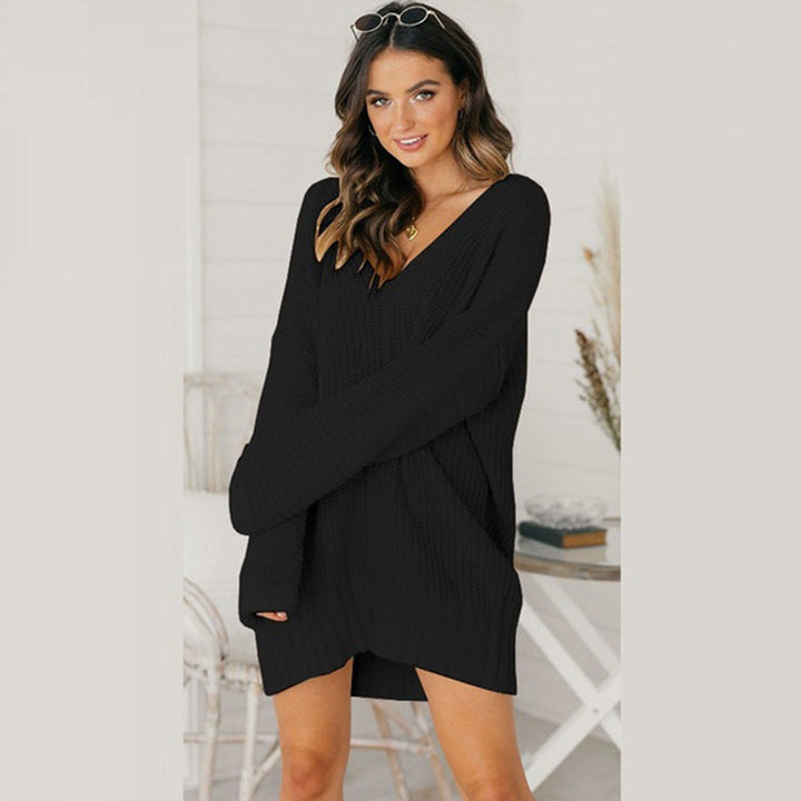 Imani | Women's Oversized V-Neck Knit Jumper Dress