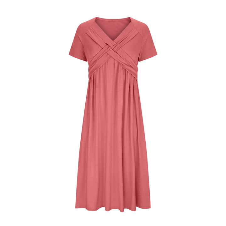 Imogen | Women's V-Neck Midi Dress with Pockets