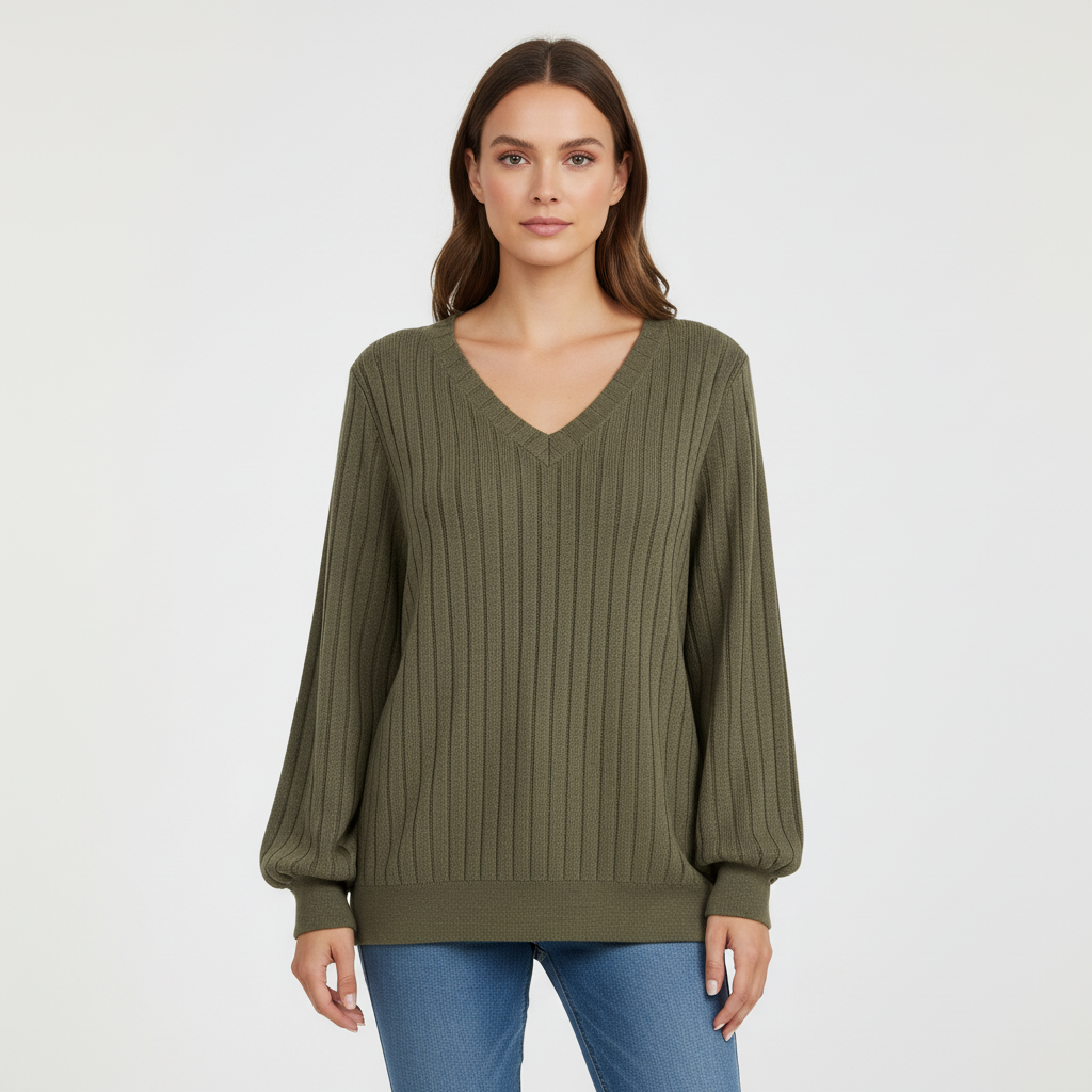Isla | Women's V-Neck Textured Knit Jumper