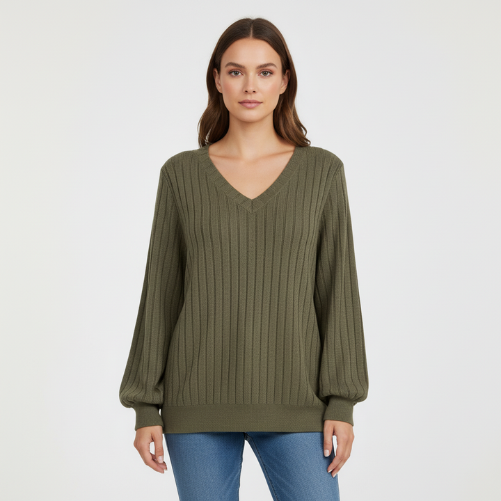 Isla | Women's V-Neck Textured Knit Jumper
