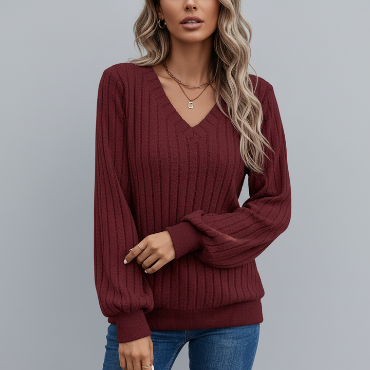 Isla | Women's V-Neck Textured Knit Jumper