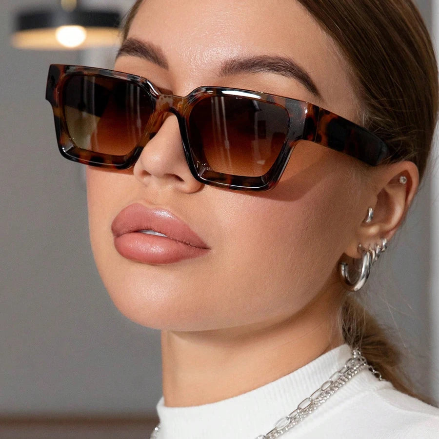 Maeve women's square gradient sunglasses with bold tortoise frames and wide temples.