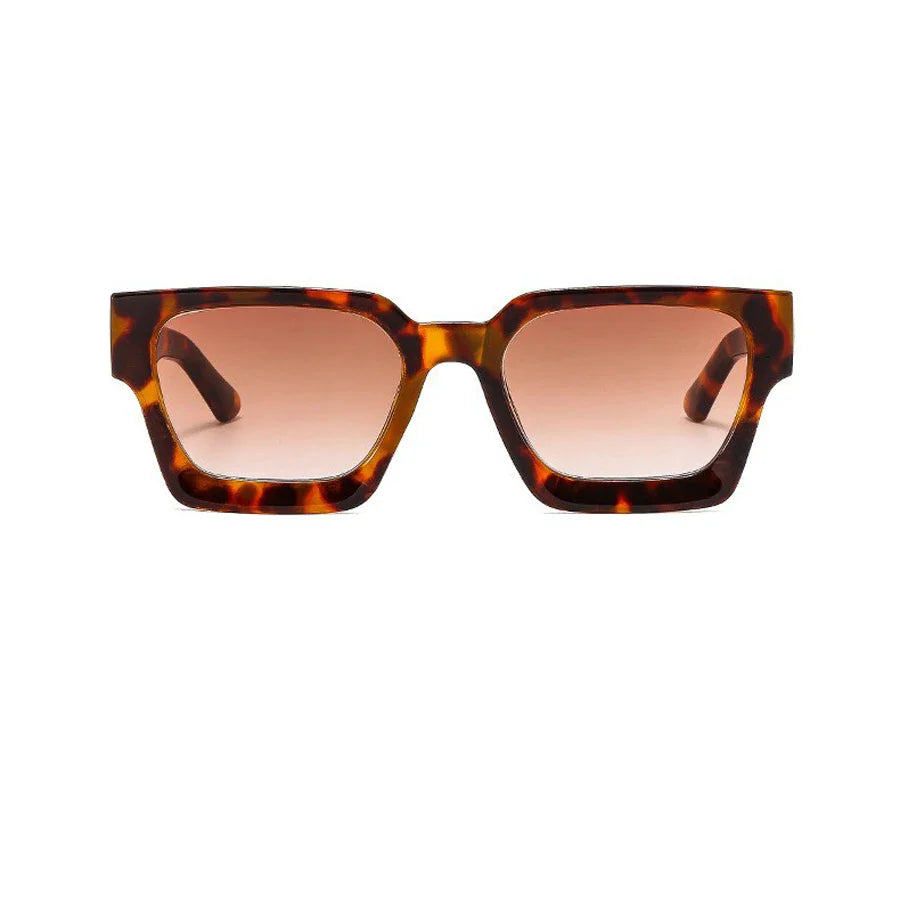 Maeve women's square gradient sunglasses with bold tortoise frames and soft brown tinted lenses.