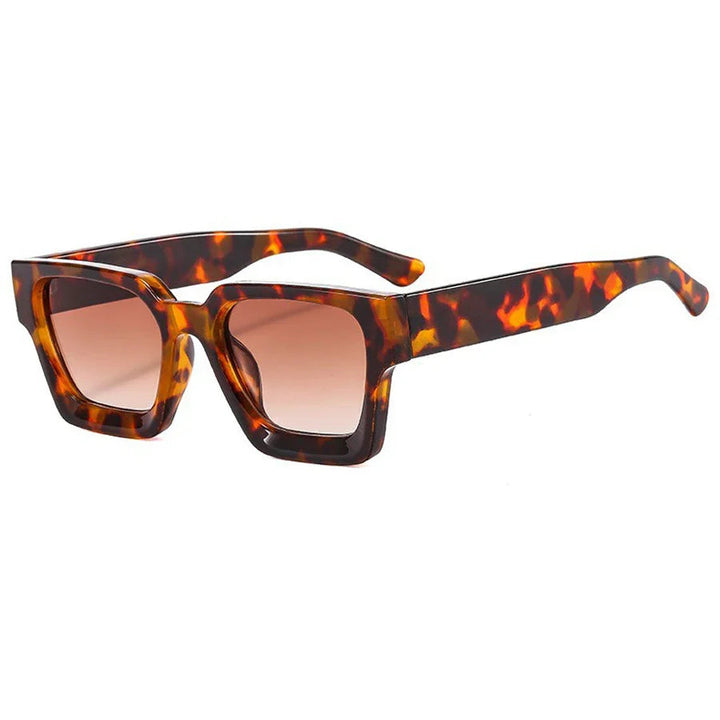 Maeve women's square gradient sunglasses with a bold tortoiseshell frame and soft brown tinted lenses.