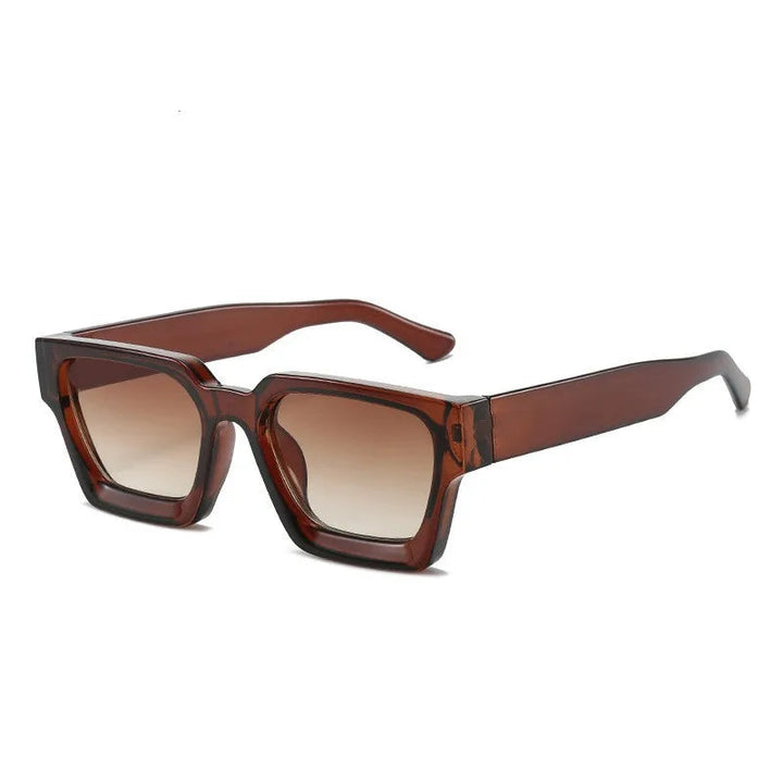 Maeve women's brown square gradient sunglasses with wide temples for a sleek, confident look.