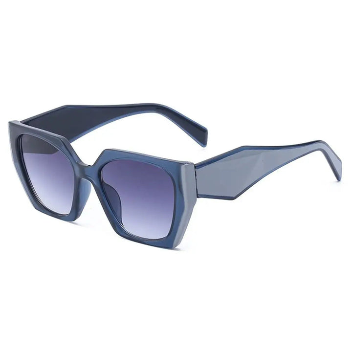 Margot women's oversized square gradient sunglasses with a bold blue angular frame and polished lenses.