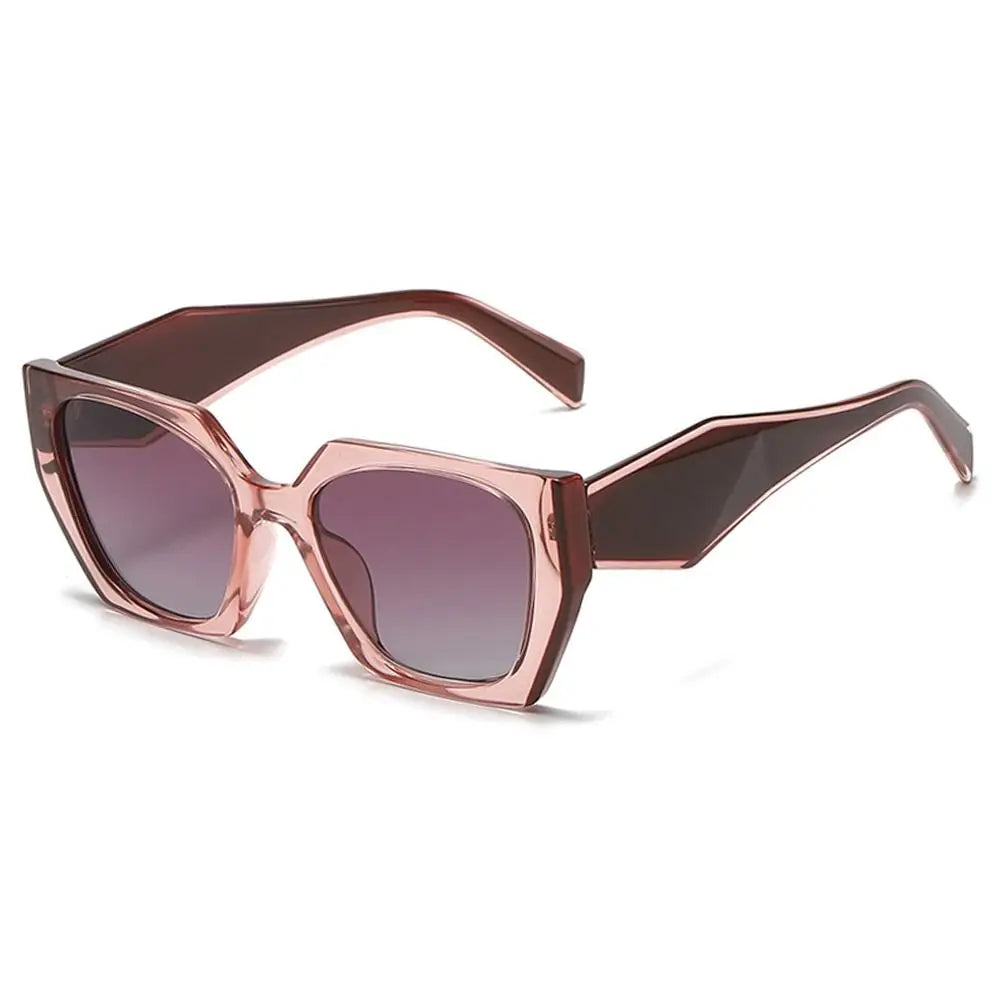 Margot women's oversized square gradient sunglasses with a bold pink angular frame and softly graduated lenses.