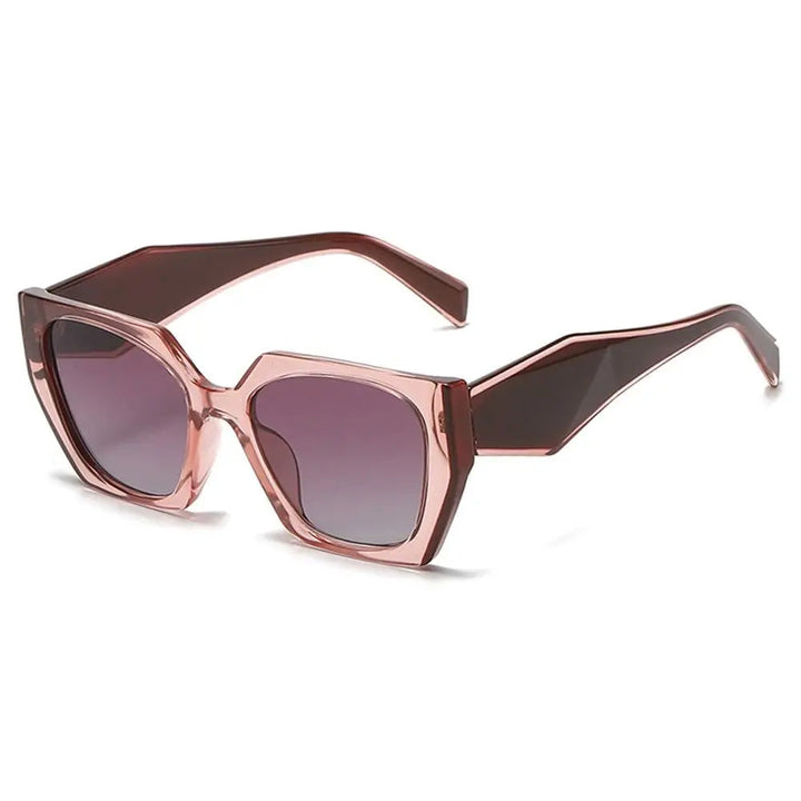 Margot women's oversized square gradient sunglasses with a bold pink angular frame and softly graduated lenses.