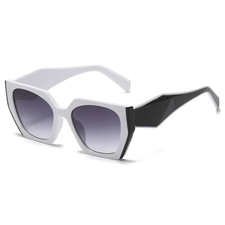 Margot women's oversized square sunglasses with a bold white frame, black temples, and polished gradient lenses.