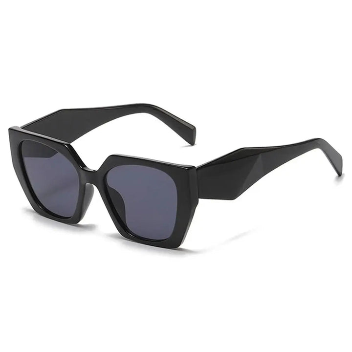 Margot women's oversized square black sunglasses with angular frames and polished gradient lenses.
