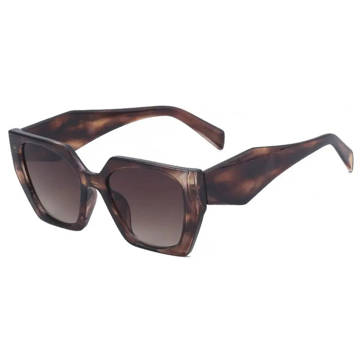 Margot women's oversized square gradient sunglasses with a bold, angular tortoiseshell frame and polished brown lenses.