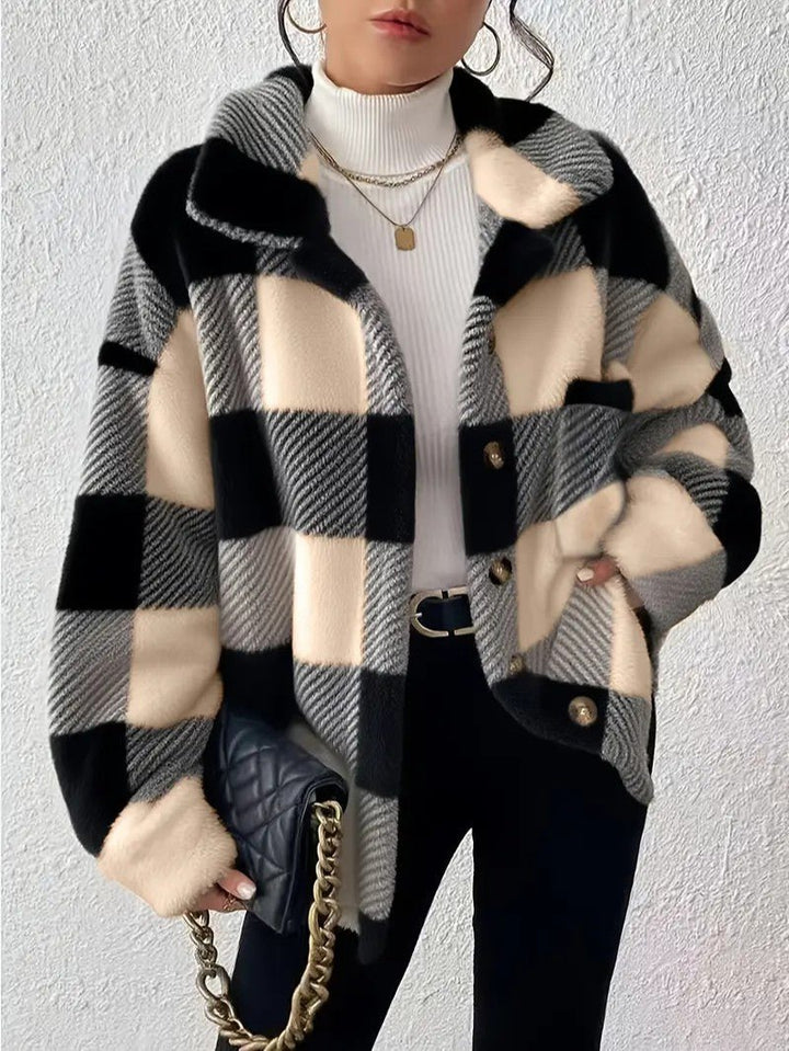 Matilda | Women's Plaid Fleece Button-Up Jacket