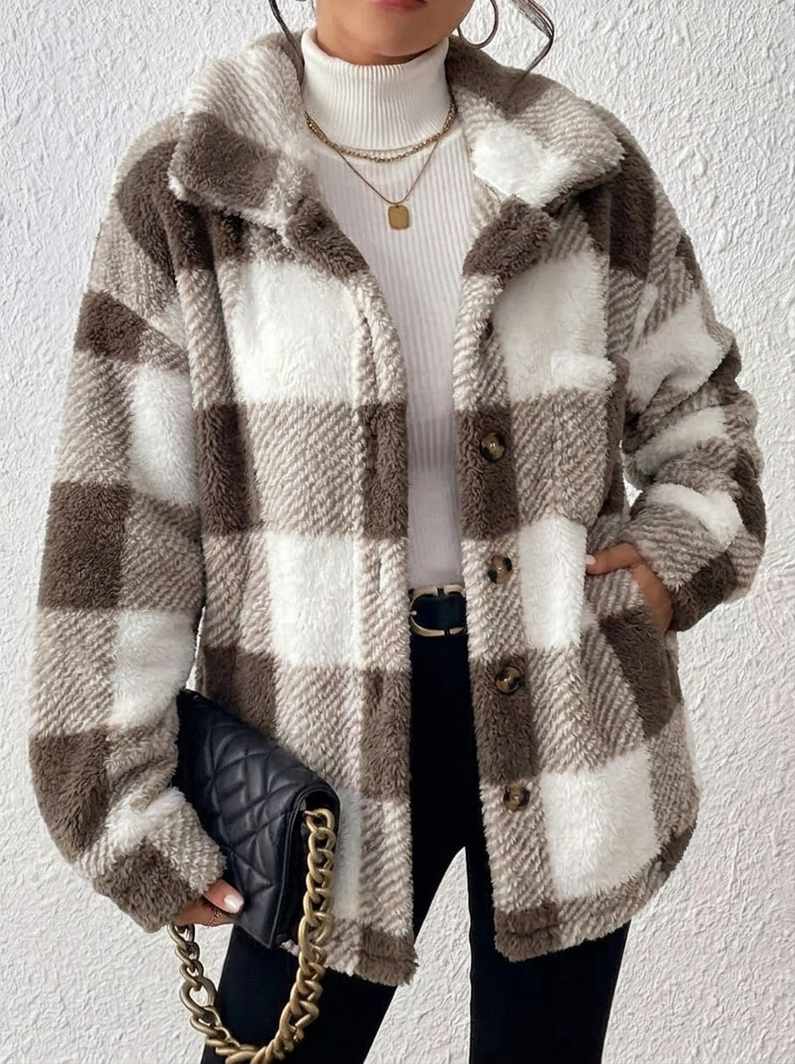 Matilda | Women's Plaid Fleece Button-Up Jacket