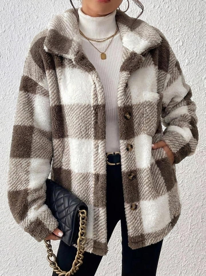 Matilda | Women's Plaid Fleece Button-Up Jacket