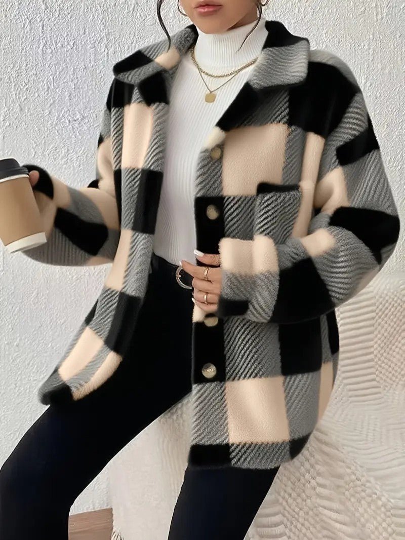 Matilda | Women's Plaid Fleece Button-Up Jacket