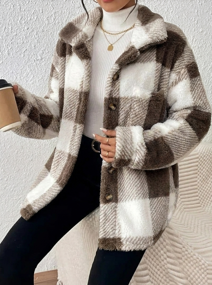 Matilda | Women's Plaid Fleece Button-Up Jacket