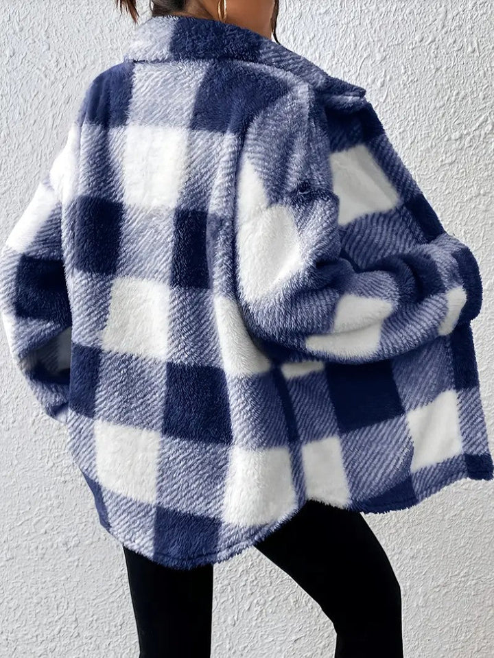 Matilda | Women's Plaid Fleece Button-Up Jacket
