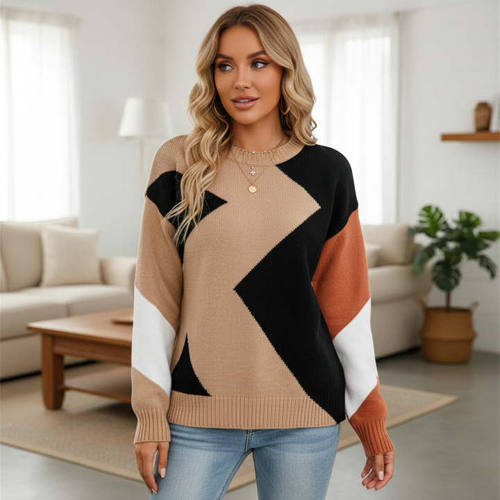 Miriam | Women's Colour Block Crew Neck Jumper