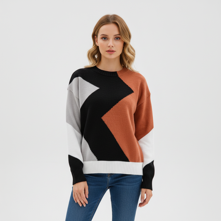 Miriam | Women's Colour Block Crew Neck Jumper
