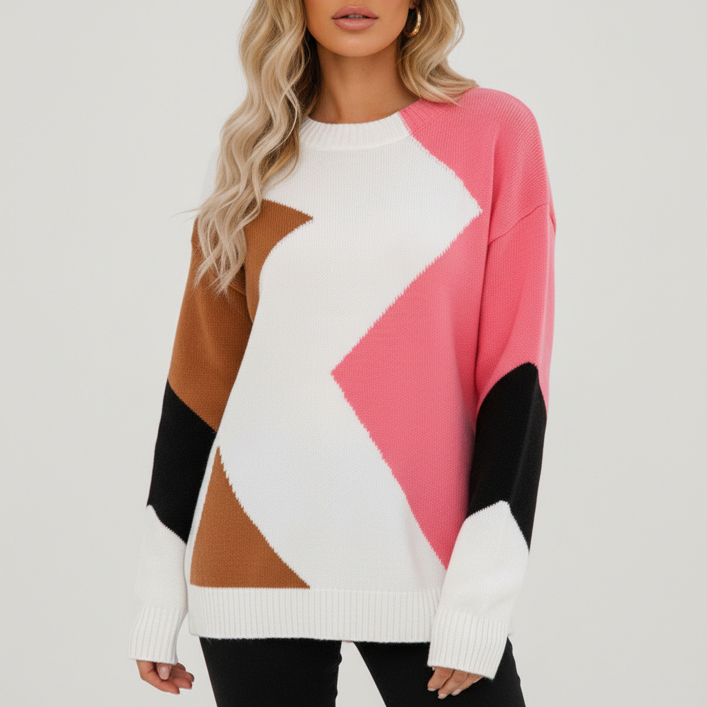 Miriam | Women's Colour Block Crew Neck Jumper