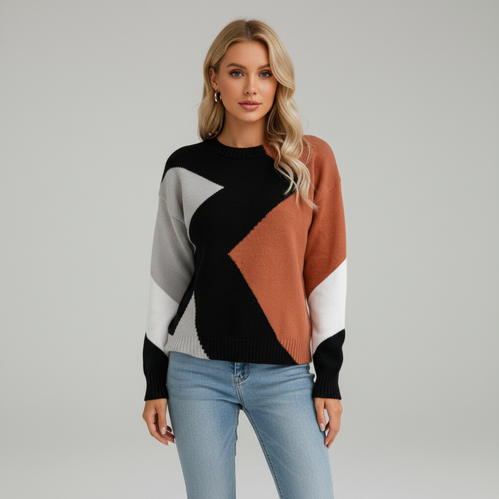 Miriam | Women's Colour Block Crew Neck Jumper
