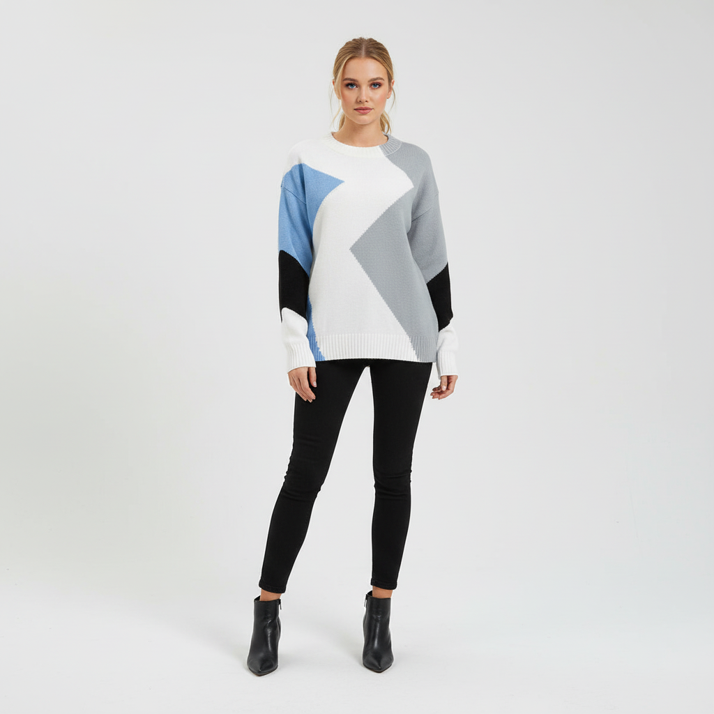Miriam | Women's Colour Block Crew Neck Jumper