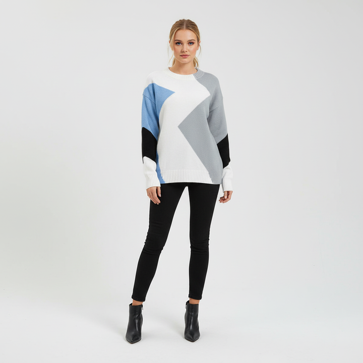 Miriam | Women's Colour Block Crew Neck Jumper