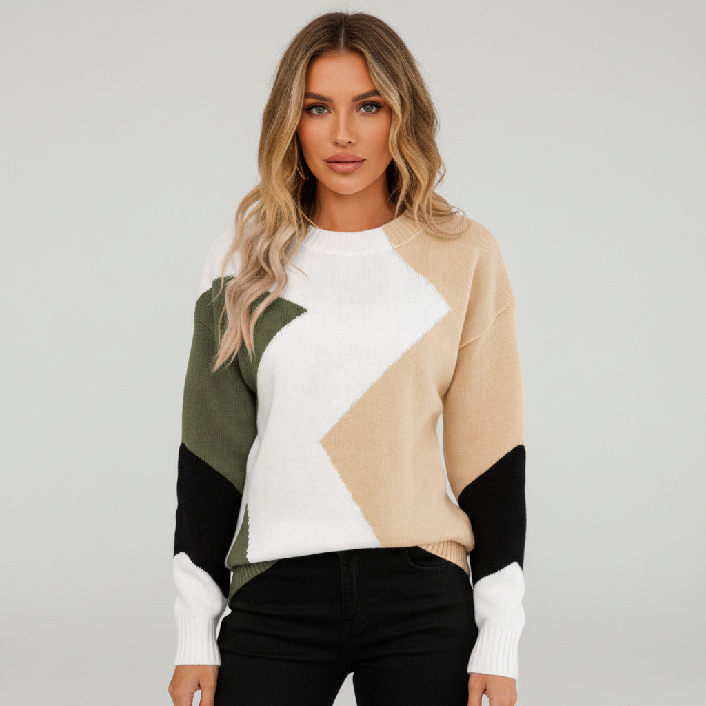 Miriam | Women's Colour Block Crew Neck Jumper