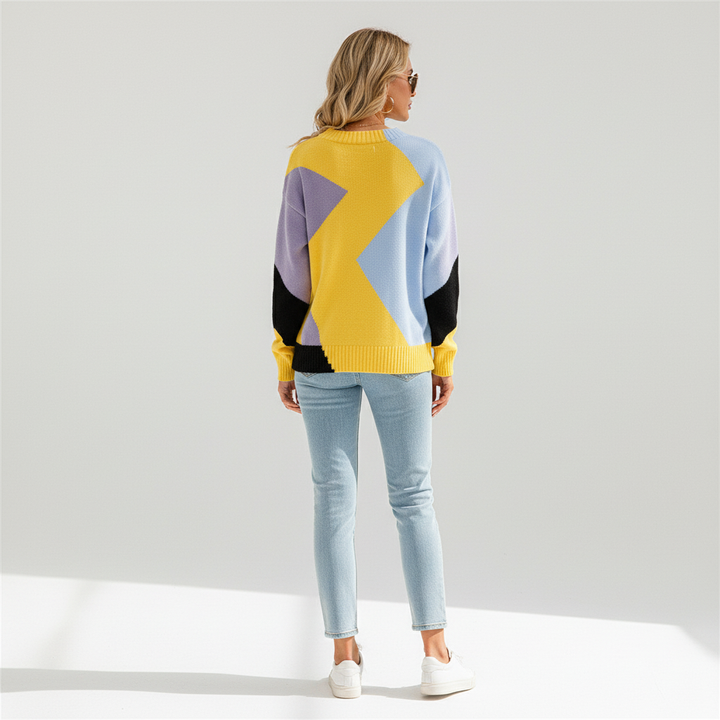 Miriam | Women's Colour Block Crew Neck Jumper