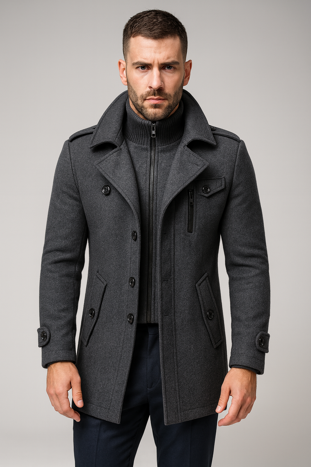 Oliver | Men's Wool Layered Collar Coat