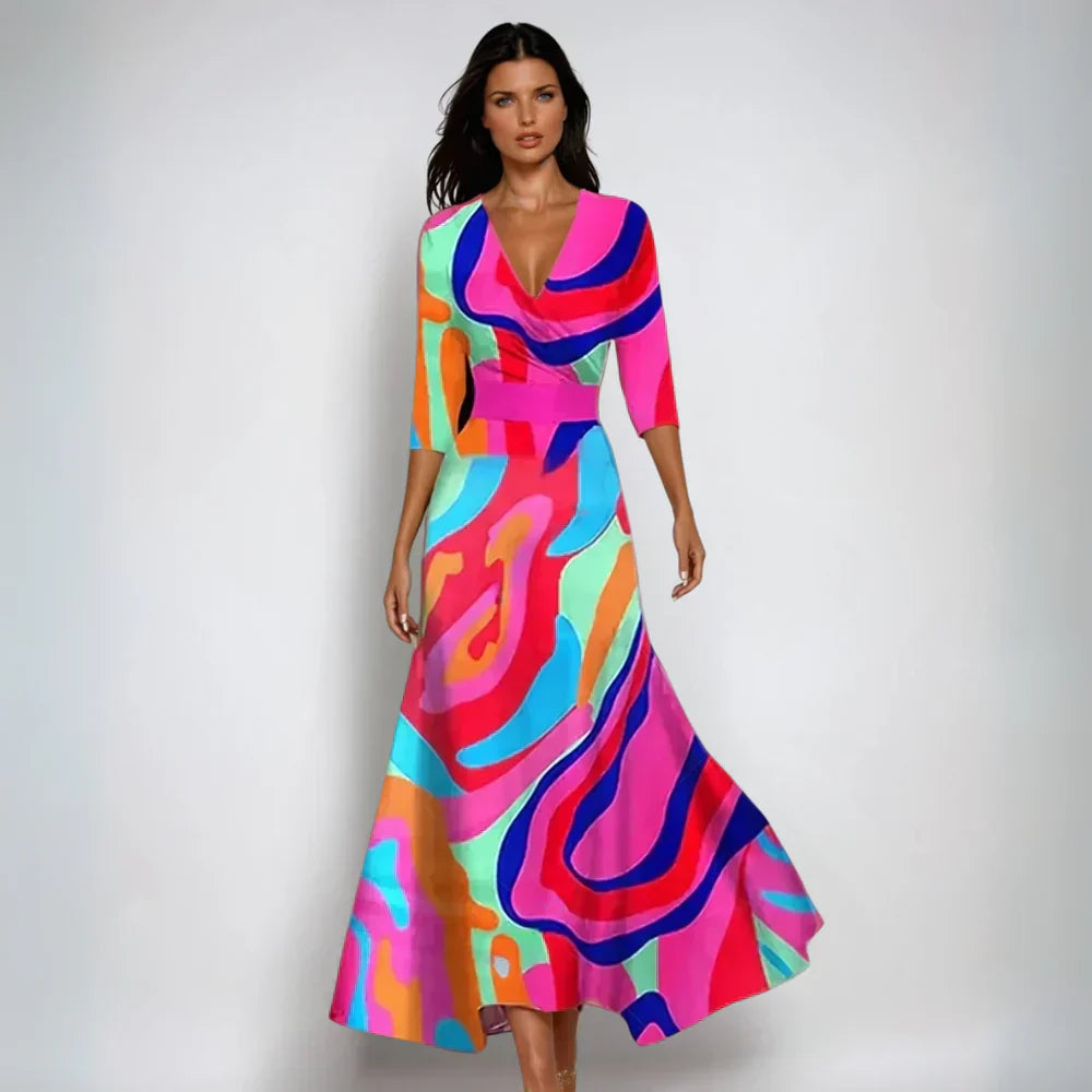 Olivia | Women's Printed Wrap Maxi Dress
