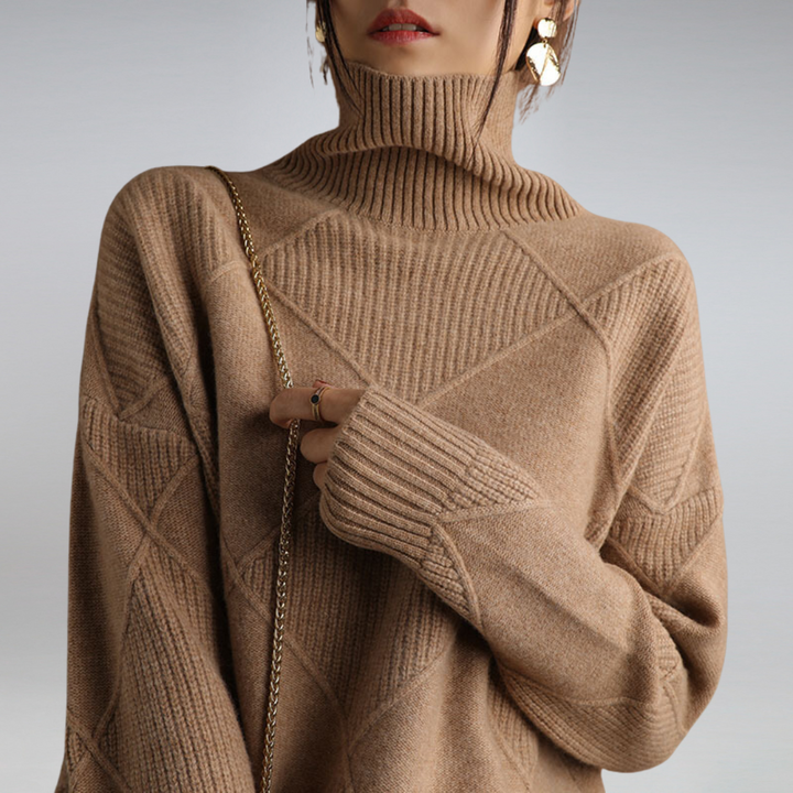 Poppy | Women's Turtleneck Diamond Knit Jumper