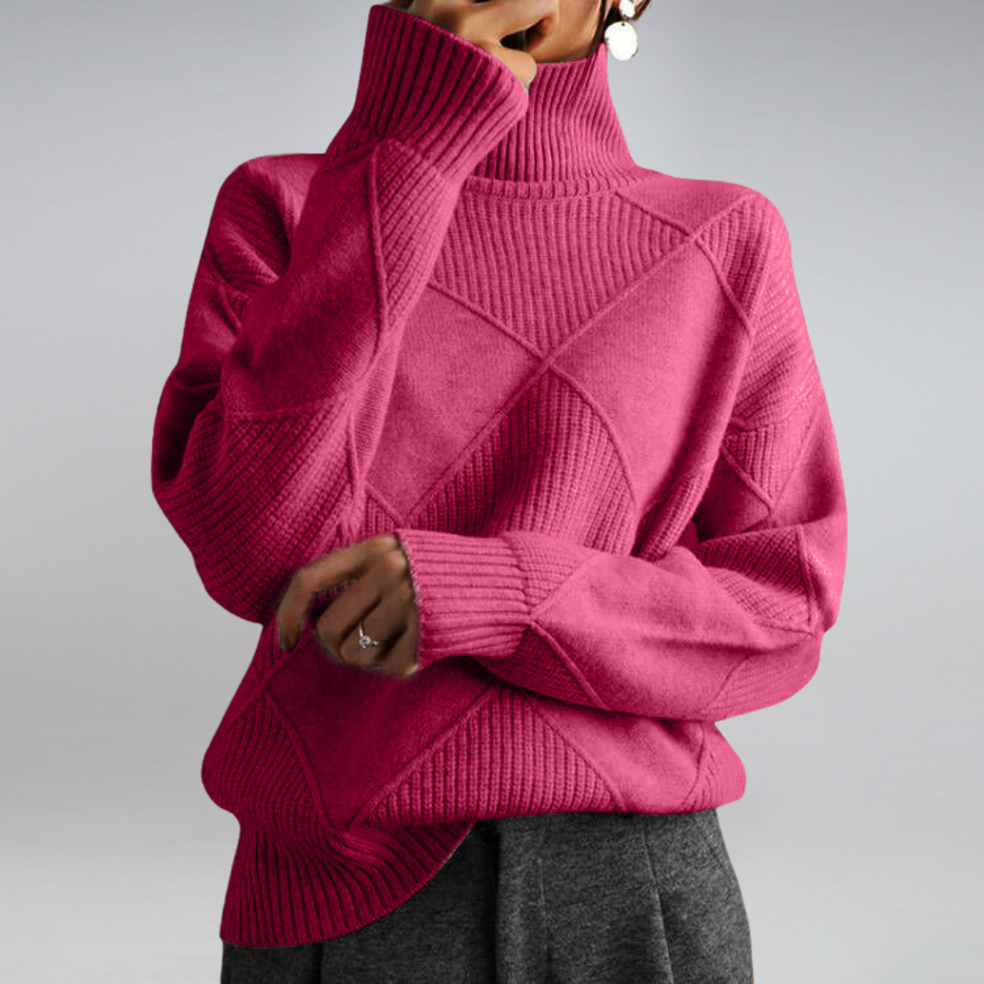 Poppy | Women's Turtleneck Diamond Knit Jumper