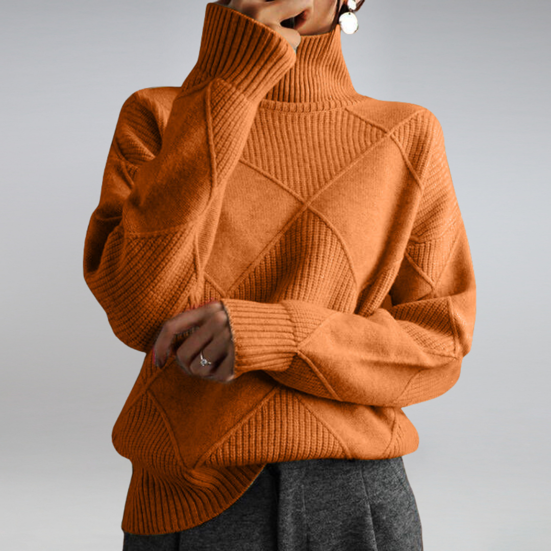 Poppy | Women's Turtleneck Diamond Knit Jumper