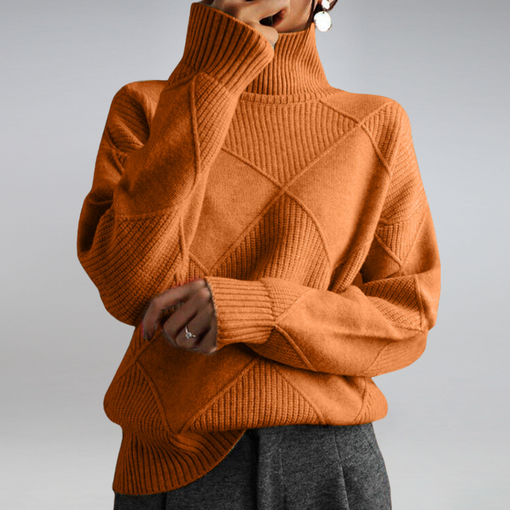 Poppy | Women's Turtleneck Diamond Knit Jumper