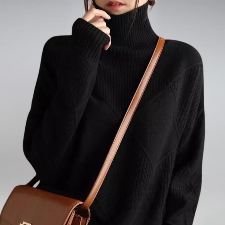 Poppy | Women's Turtleneck Diamond Knit Jumper