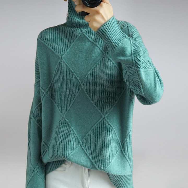 Poppy | Women's Turtleneck Diamond Knit Jumper